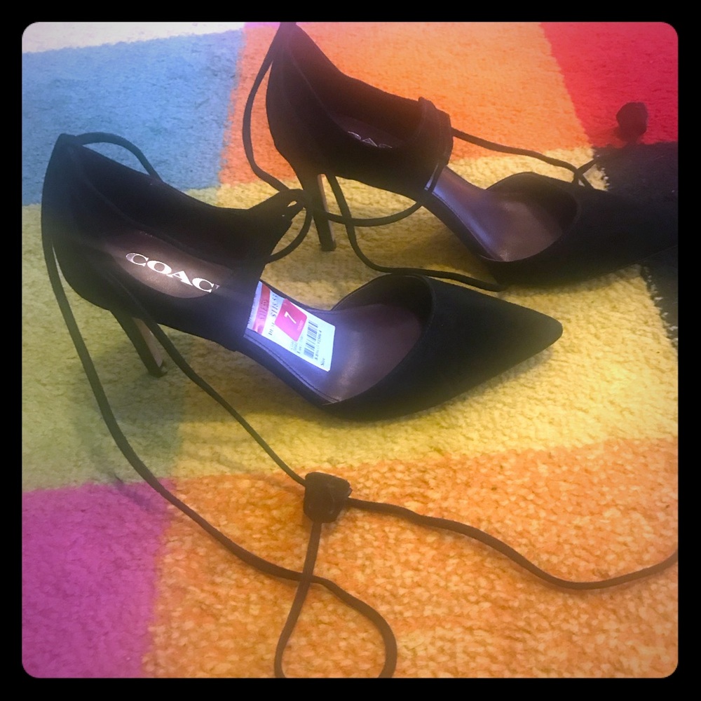 Black Strappy Coach Pumps